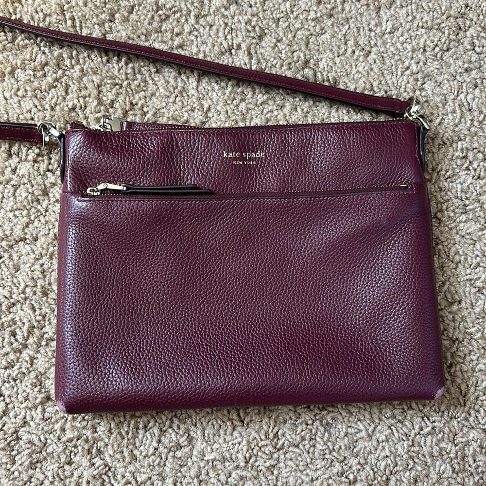 Kate Spade Burgundy Leather Crossbody Bag Maroon Soft Leather Fall Purse